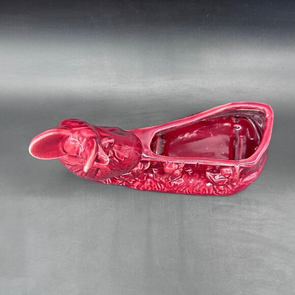 Vintage Duck Planter Mid Century Red Ducklings Kitschy Spring Easter Maroon - Picture 6 of 11